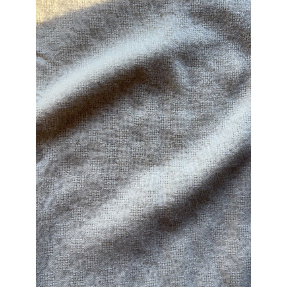 Faribo Woolen Mills 100% Wool Cream Blanket Satin Trim Check Pattern Twin 64x90